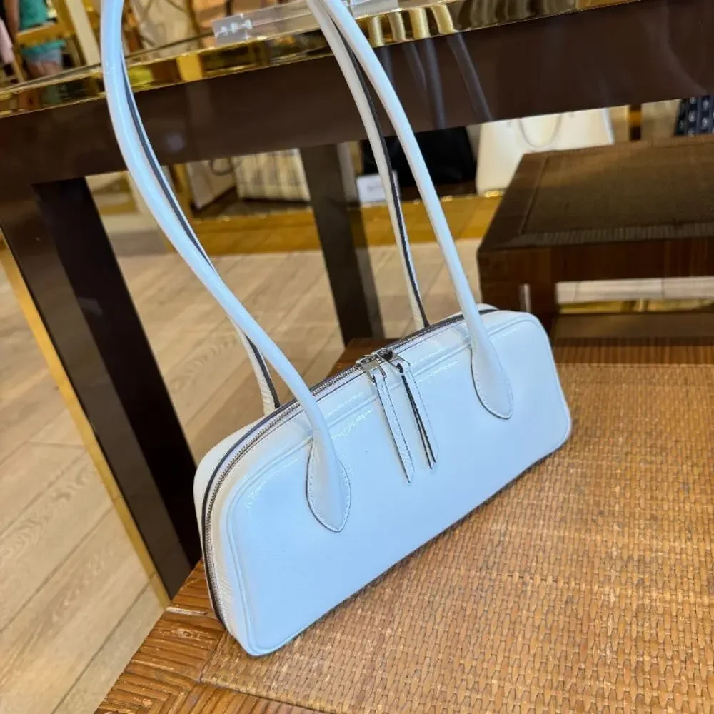 Tory Burch Rory Novelty Crinkle Box Satchel 180664 $450 Cirrus Cloud